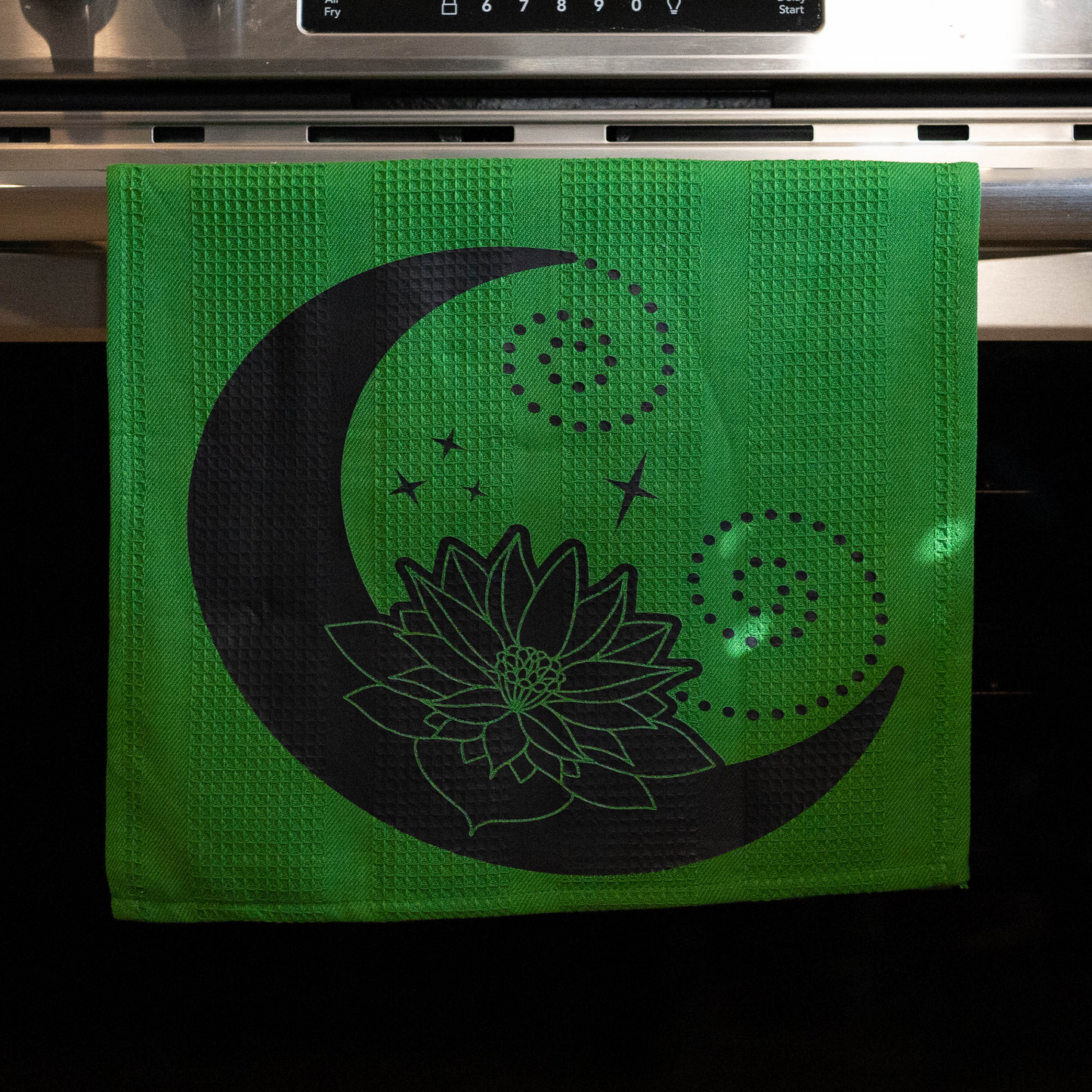 Green Crescent Moon Decorative Kitchen Towel