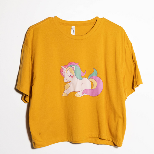 Yellow Unicorn Crop Top